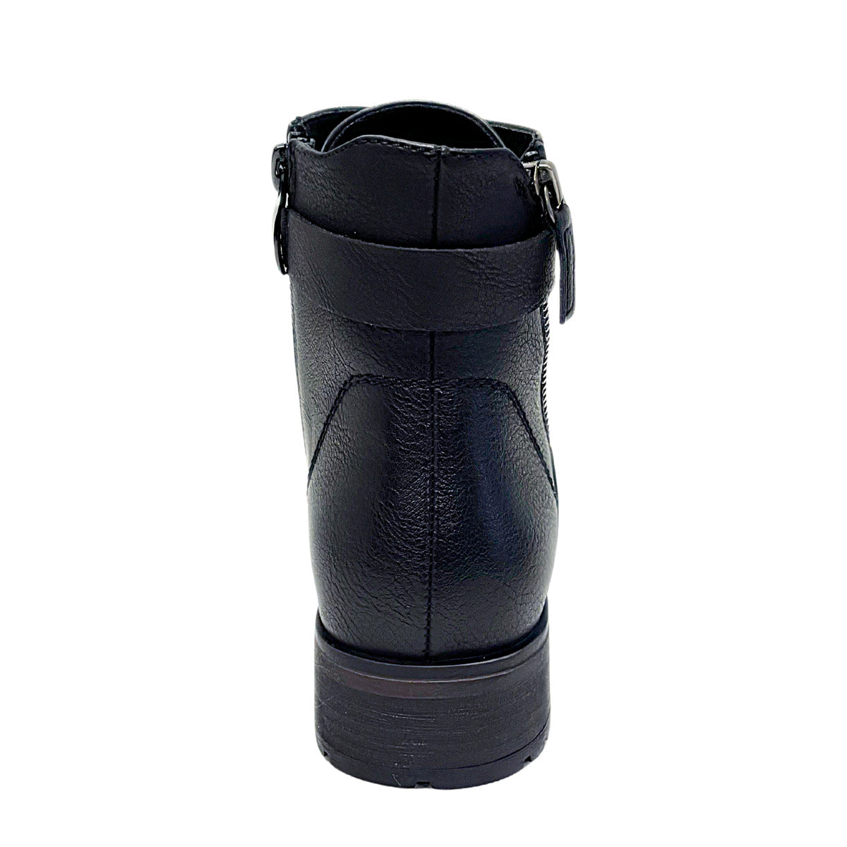 Savoy Metal Button Ankle Boot - Black, rear view