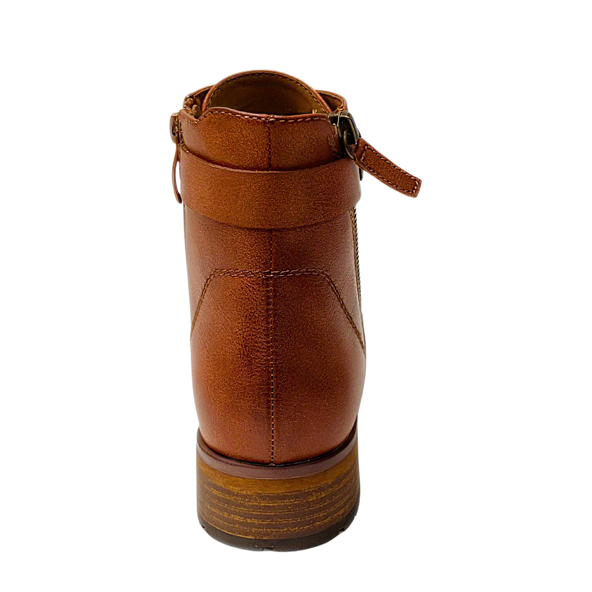 Savoy Metal Button Ankle Boot - Tan, rear view