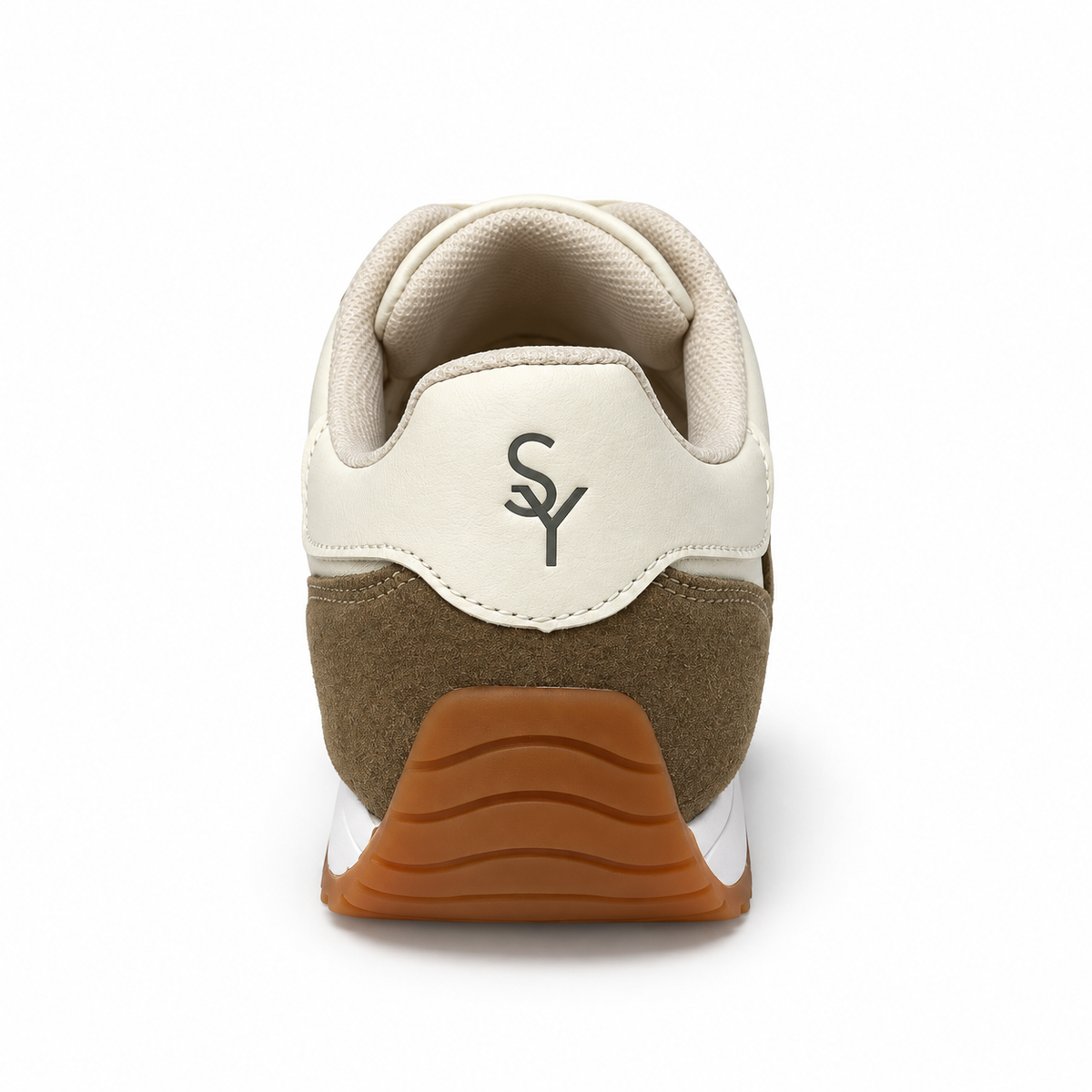 Savoy Retro Lace Up Sneaker - Olive/Cream, rear view