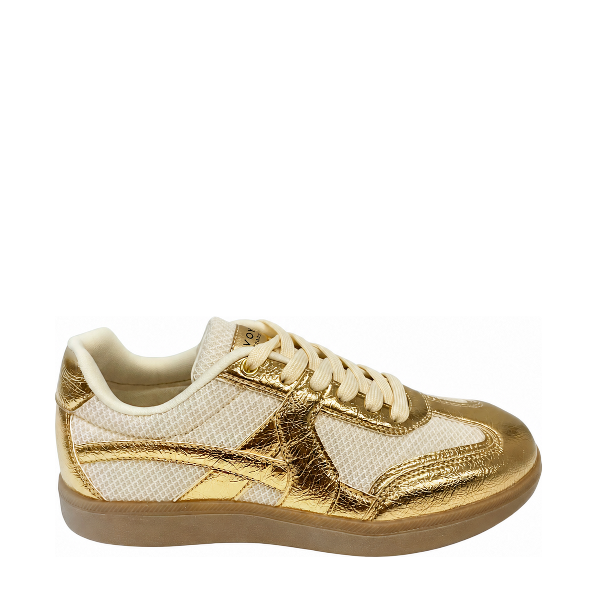 Savoy Retro Lace Up Sneaker Gold Metallic side view