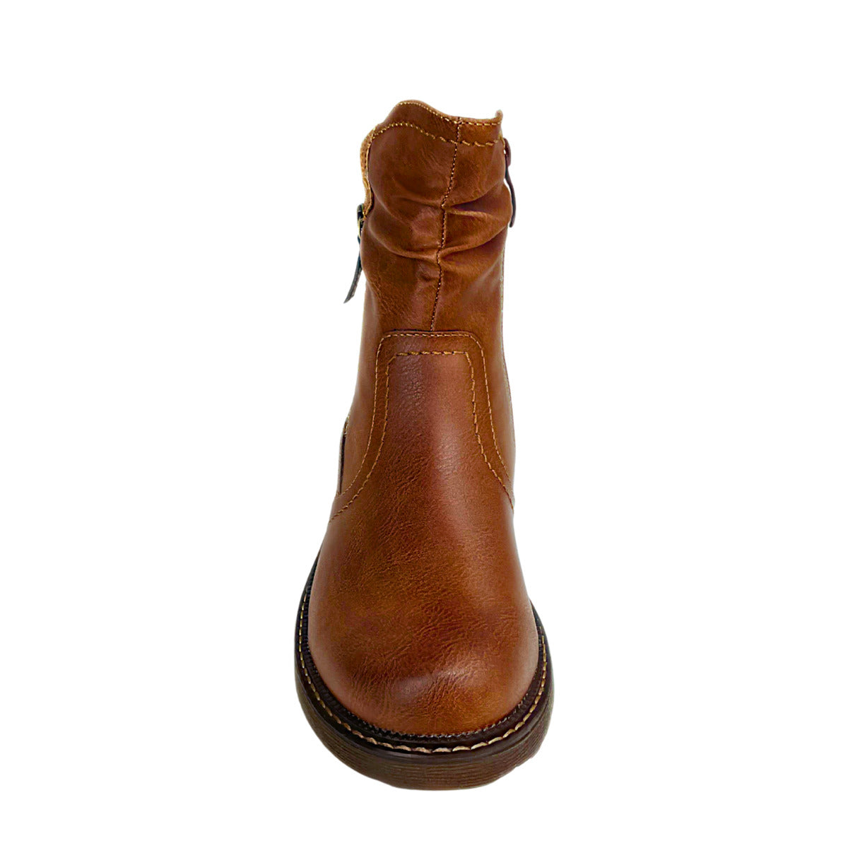 Savoy Mid-Ankle Boots with Stitched Panels Brown, view 3