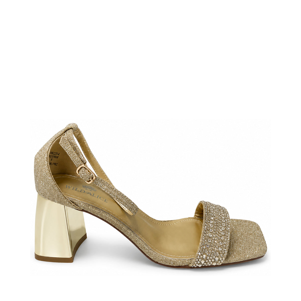 Wild Alice Glamour Block Heel - Gold - side view