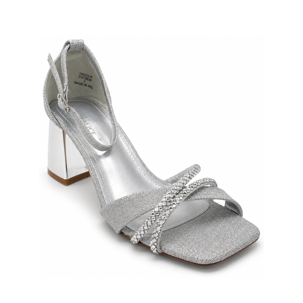 Wild Alice Glamour Block Heel - Silver - angled view