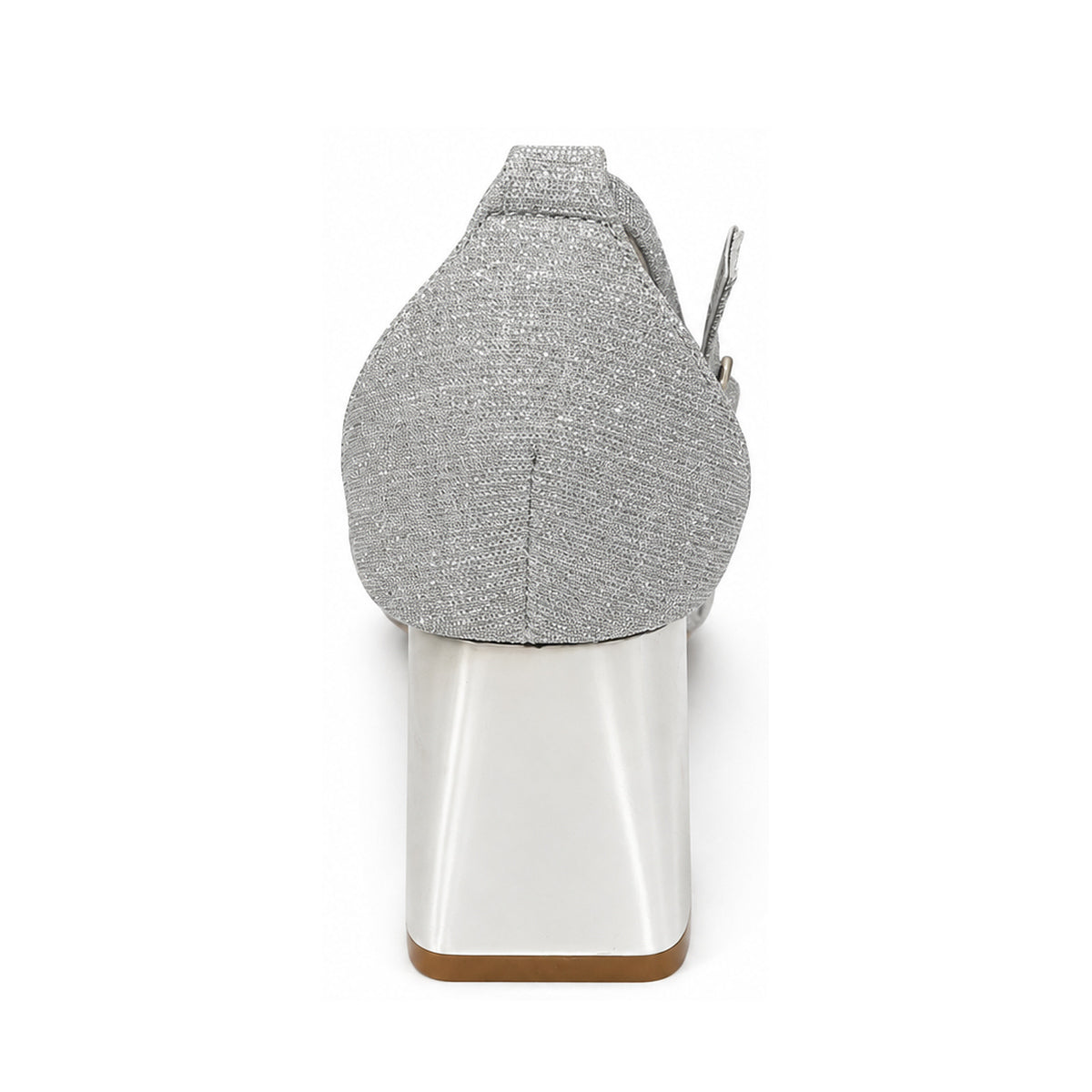 Wild Alice Glamour Block Heel - Silver - rear view