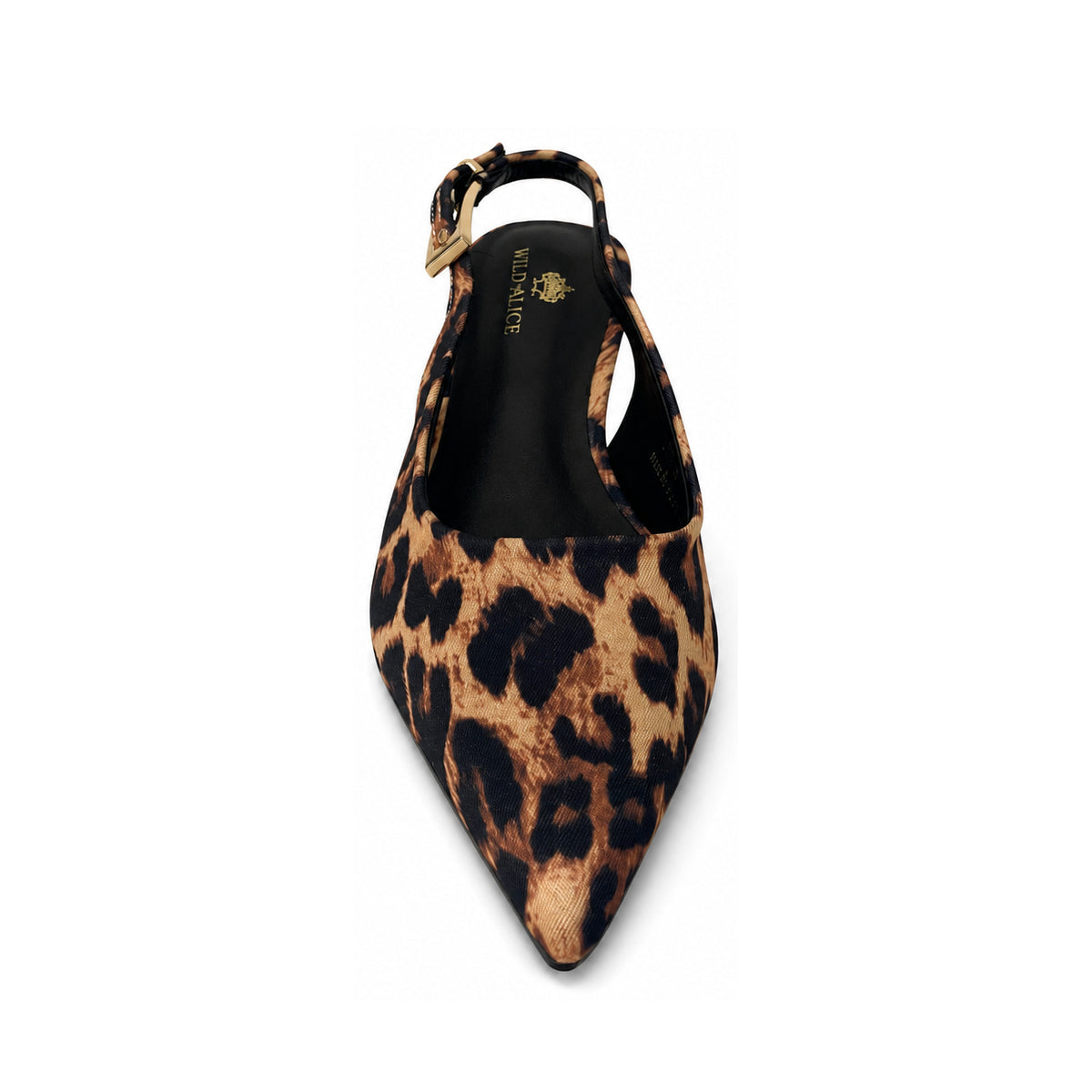 Wild Alice Pointy Slingback Kitten Heel - Leopard - front view