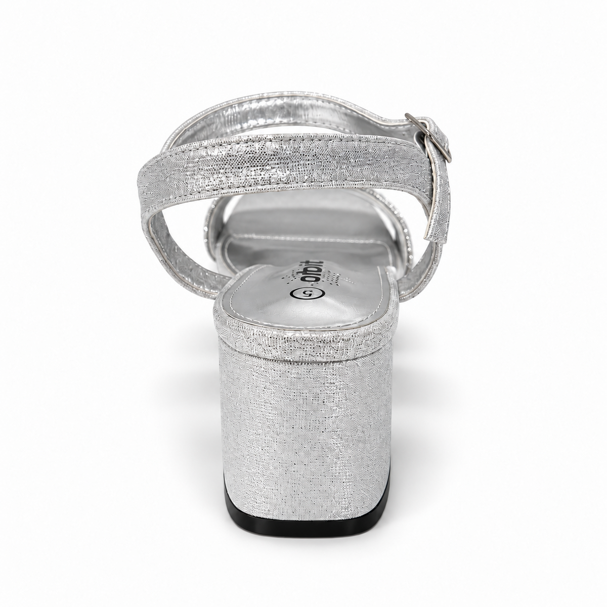 Orbit Rhinestone Strap Block Heel Sandal - Silver