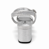 Orbit Rhinestone Strap Block Heel Sandal - Silver