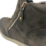 Savoy Wedge Ankle Boot with Zip Detail - Black