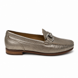 Gia Leather Horsebit Moccasin - Silver