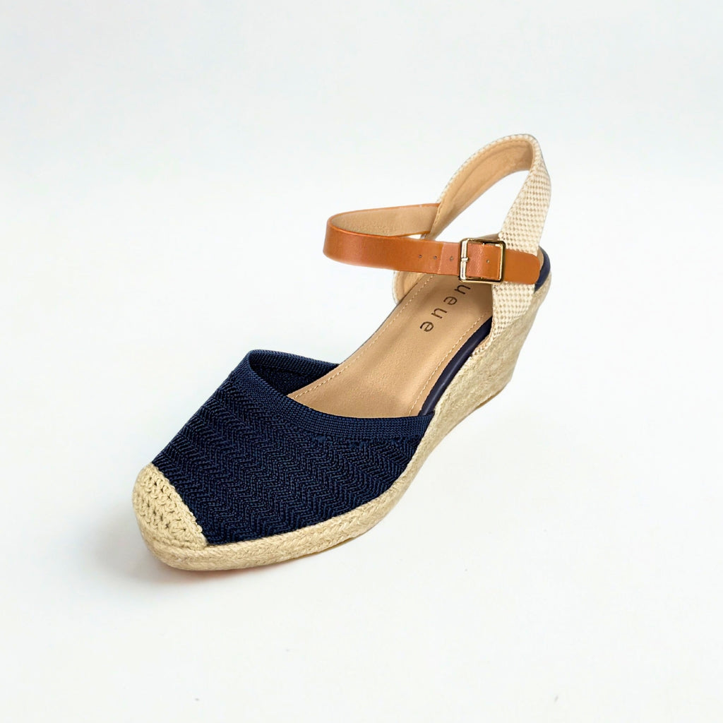 Queue navy WOVEN espadrille wedge