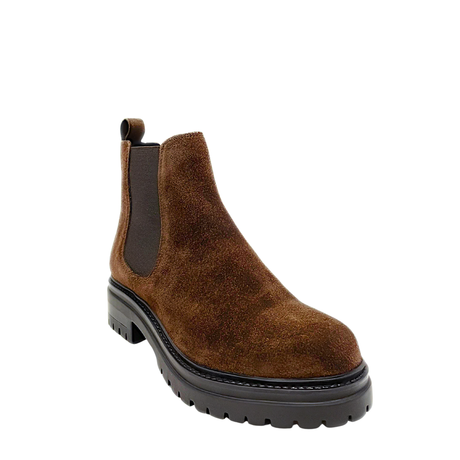 Gia Suede Leather Chunky Chelsea Boot - Chocolate