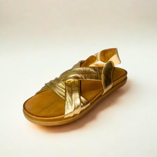Gia gold leather CROSS OVER slingback sandal