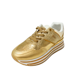 Platform Lace Up Sneaker - Gold
