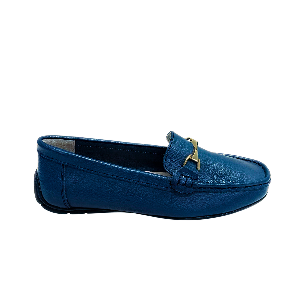 Geena Moccasin With Gold Detail - Navy