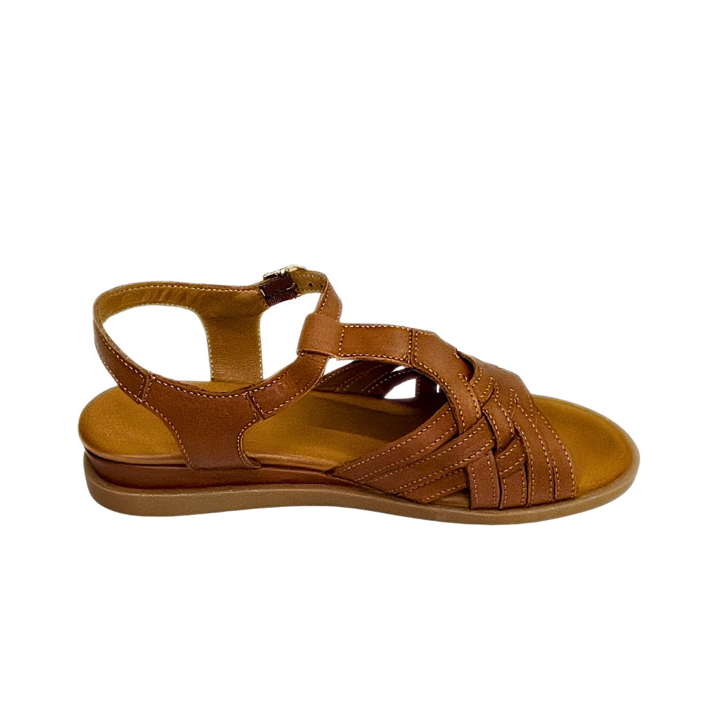 Gia Tan Leather Criss Cross T Bar Sandal – side view