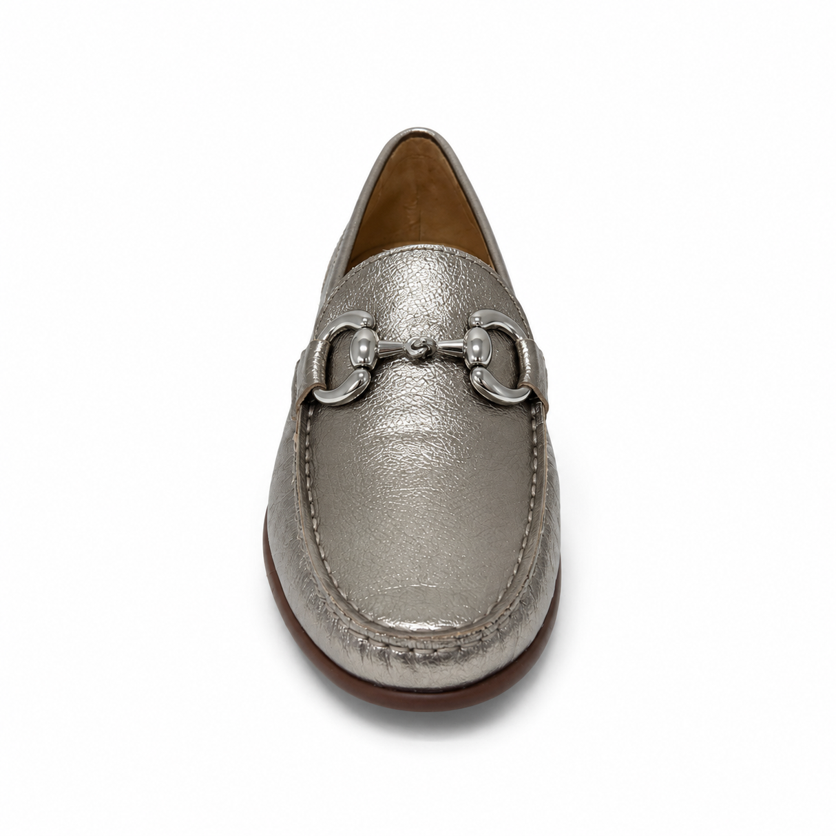 Gia Leather Horsebit Moccasin - Silver