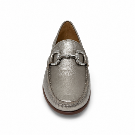 Gia Leather Horsebit Moccasin - Silver