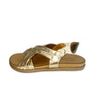 Gia Gold Leather Cross Over Slingback Sandal – side view
