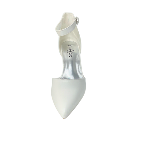 Orbit Pointed Toe Block Heel - White