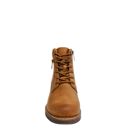 Savoy Padded Collar Lace Up Ankle Boot - Camel