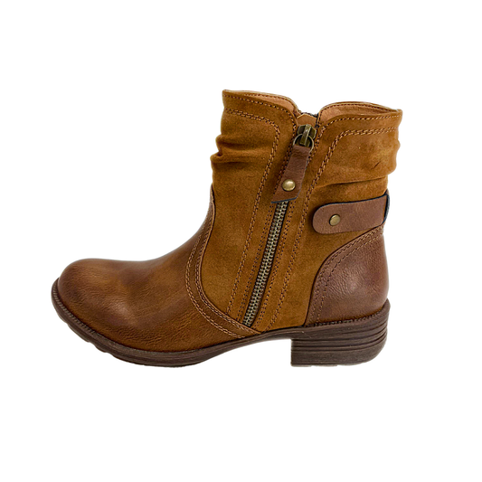 Savoy Combo Ankle Boots with Side Zip Detail - Tan – product image 1