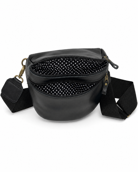 Gia Leather Lia Moon Bag - Black