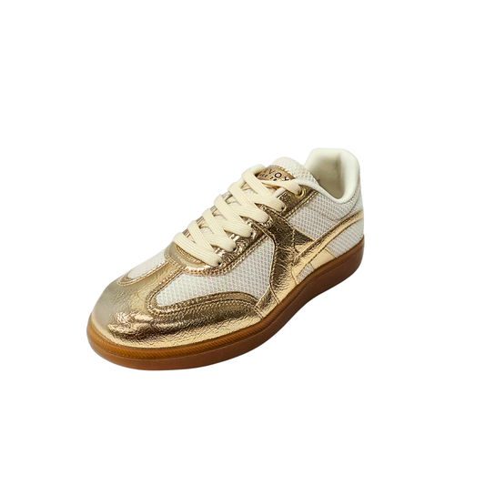 Savoy Retro Lace Up Sneaker - Gold Metallic