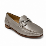 Gia Leather Horsebit Moccasin - Silver