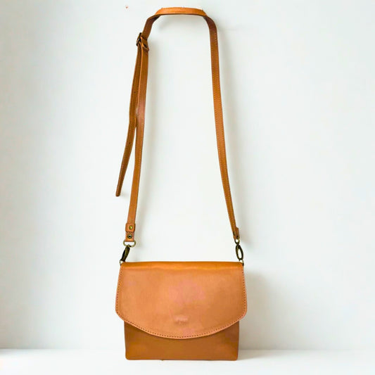 Gia hazelnut LEATHER MORGAN SLING bag