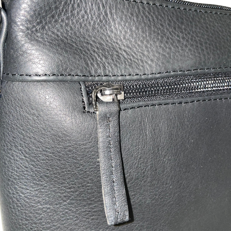 Gia Leather Fold Over Flap Bag - Black