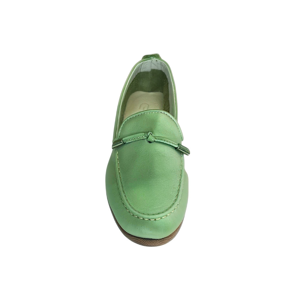 Gia Green Leather Comfort Moccasin – front view