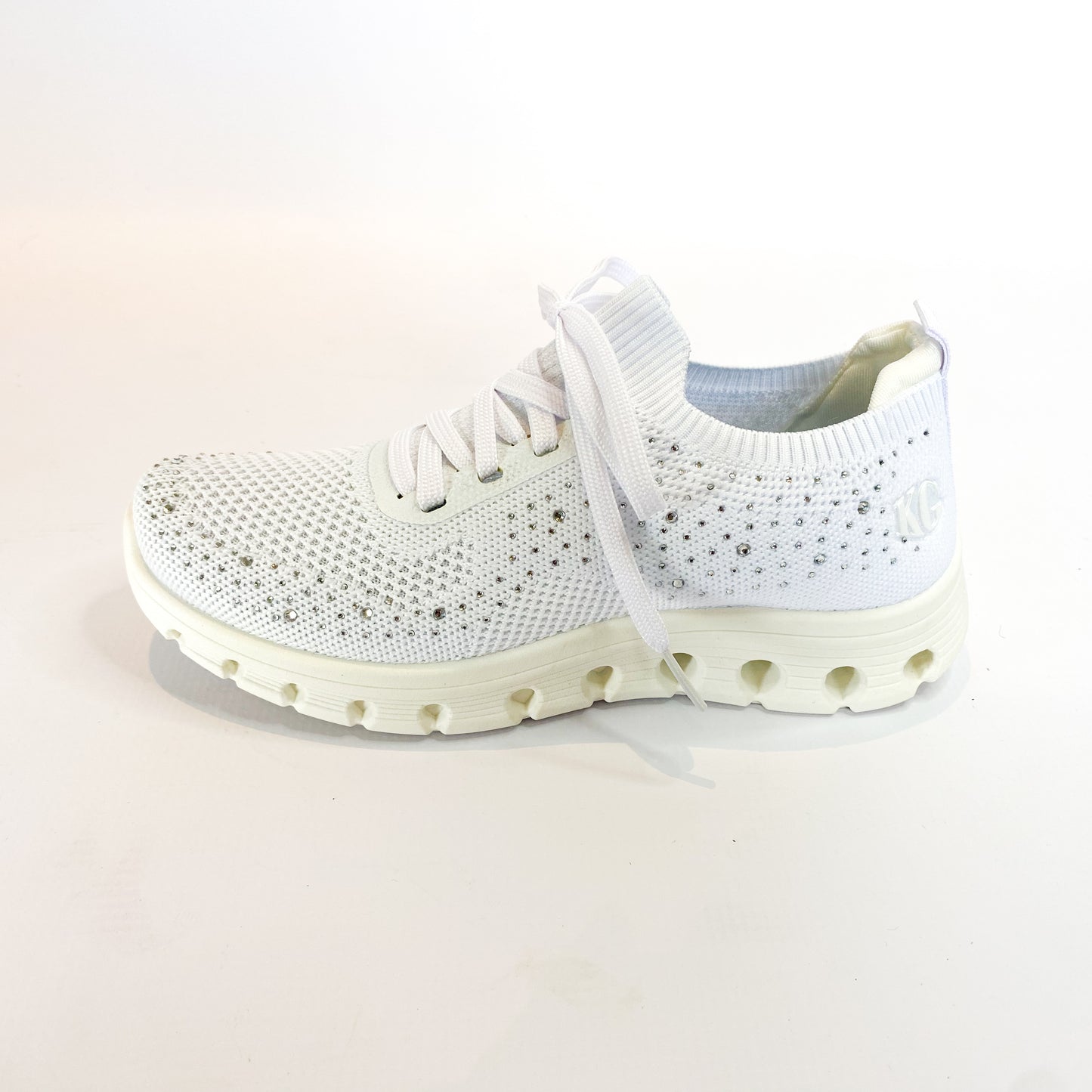 KG white sparkle knit lace up