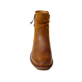 Savoy Combo Ankle Boots with Side Zip Detail - Tan – front view