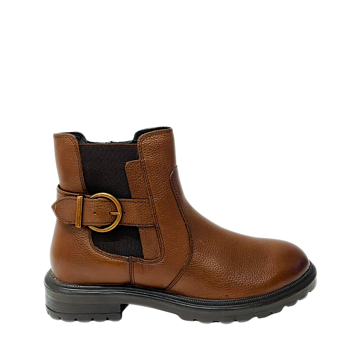 Gia Leather Buckle Ankle Boot - Dark Brown