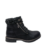 Savoy Padded Collar Lace Up Ankle Boot - Black