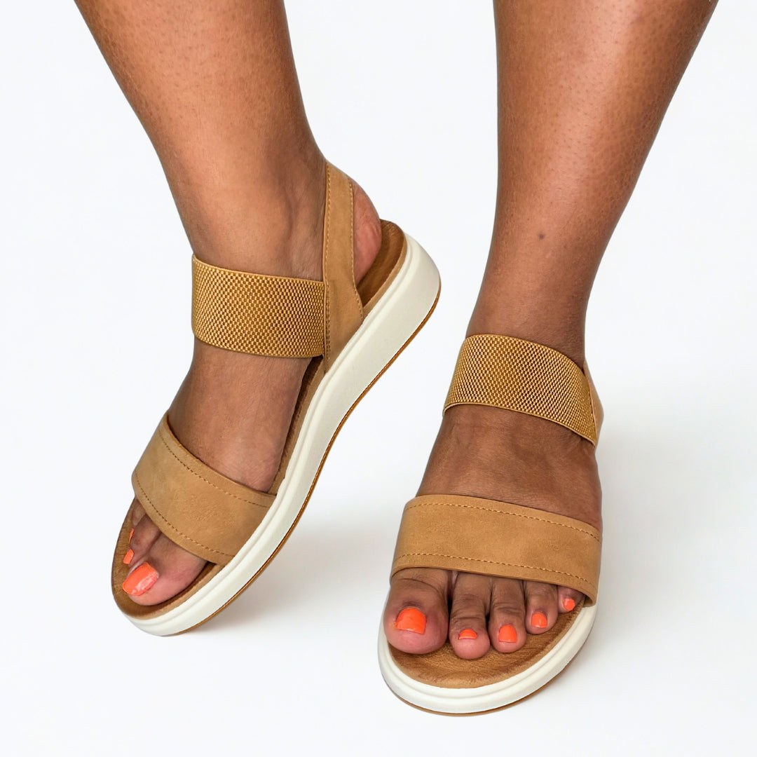Queue brown DOUBLE STRAP flatform sandal
