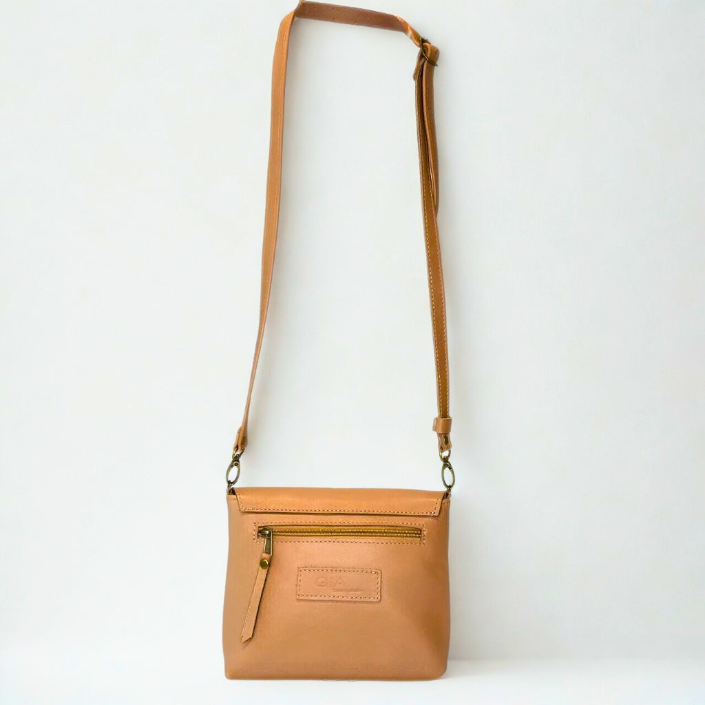 Gia hazelnut LEATHER MORGAN SLING bag