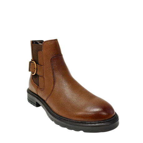 Gia Leather Buckle Ankle Boot - Dark Brown