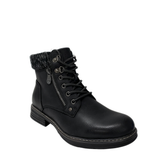 Savoy Padded Collar Lace Up Ankle Boot - Black
