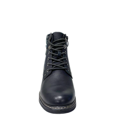Savoy Padded Collar Lace Up Ankle Boot - Black