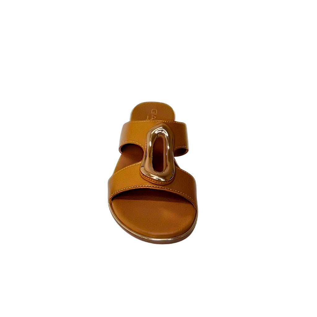 Gia tan LEATHER SLIDE with gold accent detail