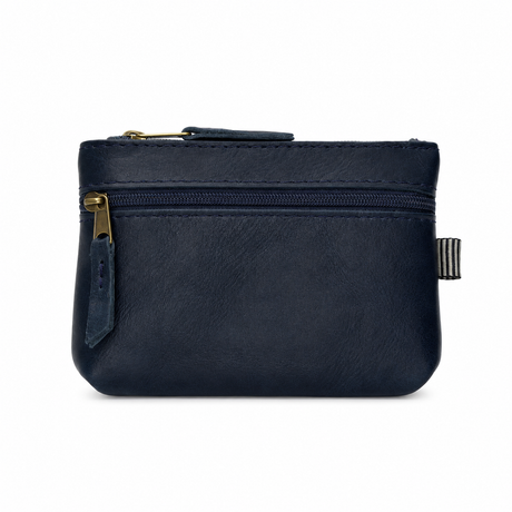 Gia Leather Double Zip Lipstick Purse - Navy