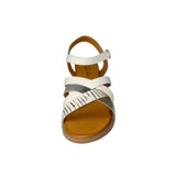 Gia Cream & Gold Leather Criss-cross Ankle Strap Sandal – front view
