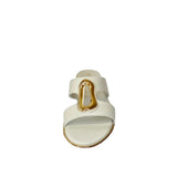Gia Bone Leather Slide With Gold Accent Detail – front view