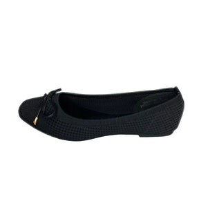 Wild Alice Black Fabric Bow Pump – side view