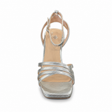 Wild Alice Metallic Multi Strap Occasion Heel - Silver