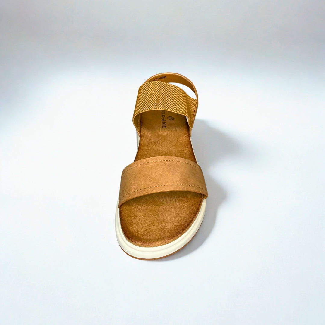Queue brown DOUBLE STRAP flatform sandal