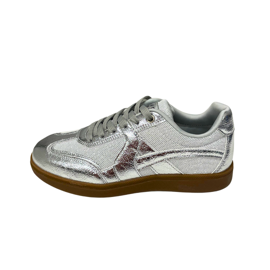 Savoy Retro Lace Up Sneaker - Silver Metallic