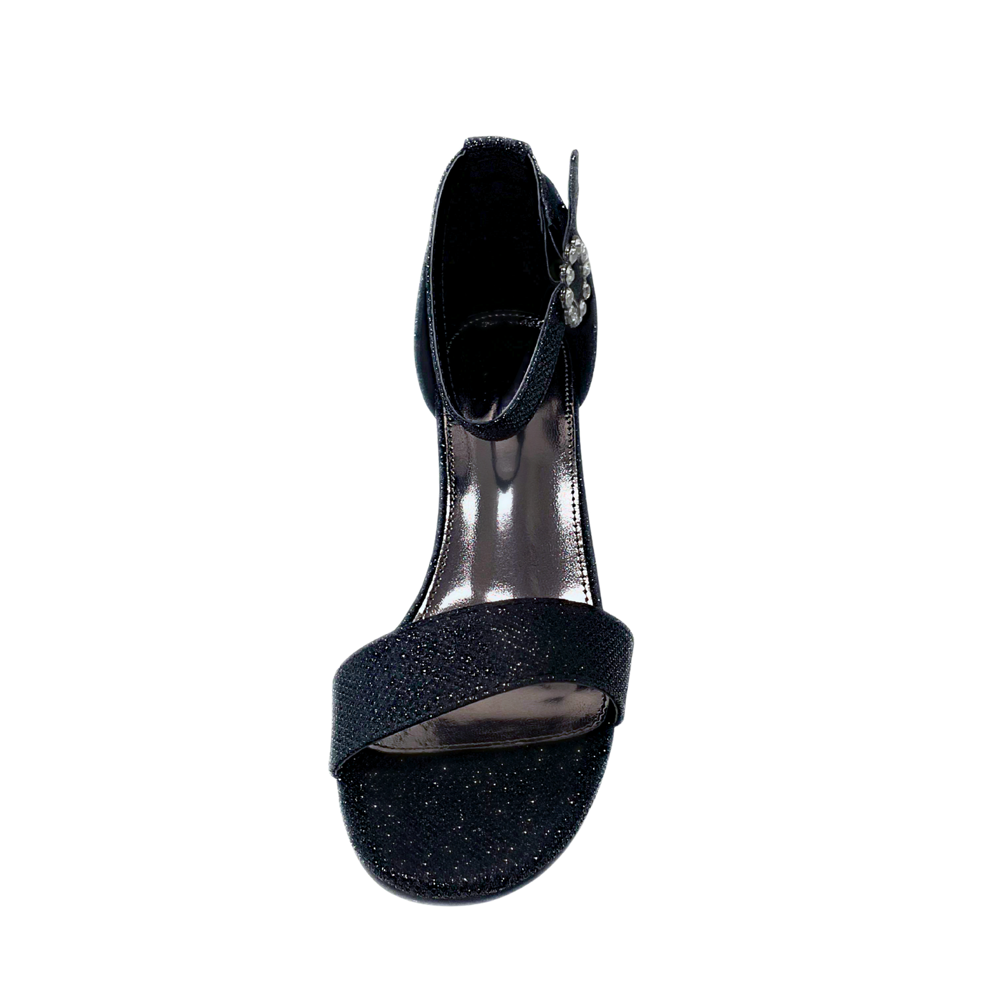 Orbit Block Heel With Diamante Buckle - Black