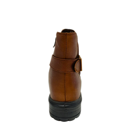 Gia Leather Buckle Ankle Boot - Dark Brown